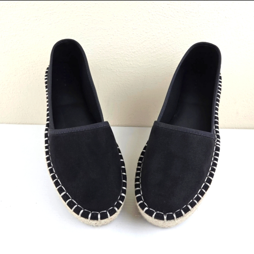 ASOS Design Womens Journal Flatform Espadrilles 9 Black Slip On Round Toe Shoes